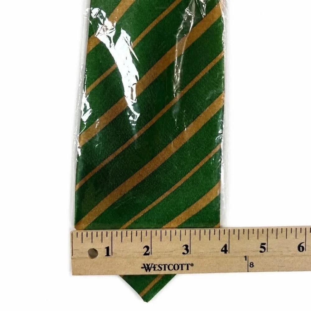 NWT St Patricks Day Tie Mens Green Gold Diagonal Striped Irish Cravate Necktie